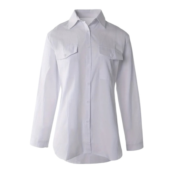 White Button Up Shirt Turn Down Collar Blouse Size XXL 14 Plus Size Work Casual - Picture 1 of 4